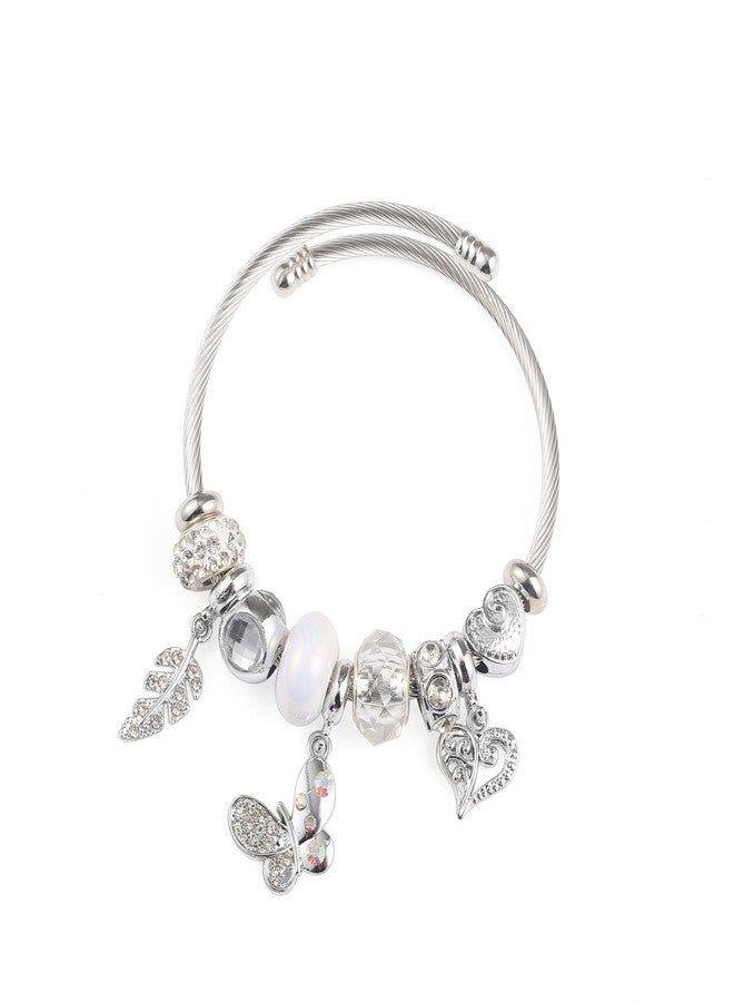 Weebee Charm Bracelet, Adjustable Stainless Steel Bracelet, Fashion Anime Cartoon Accessories for Ladies Women Friendship Wife Birthday Gift (WHITE) - Image 1